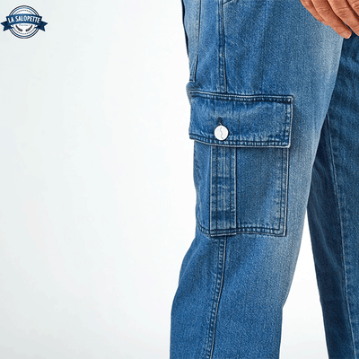 Salopette Jean Homme Bleu Marine Poches