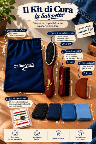 il kit di cura la salopette cinque pezzi misure