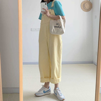 Jeans-Latzhose Pastellgelb