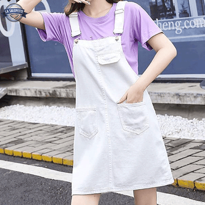 Robe Salopette Jeans Blanc