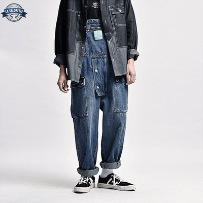 Salopette en Denim Bleu Foncé