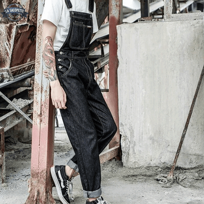 Salopette en Denim Noir Basic Classe