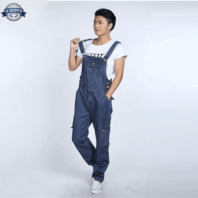 Latzhose aus Jeans mit Elefantenfuß Kaïté