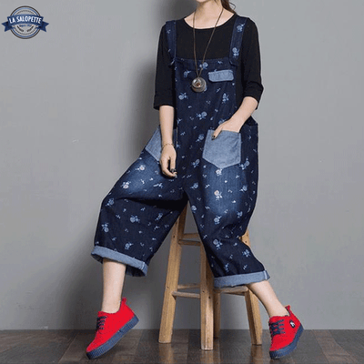 Salopette Jean Motifs Fleurs