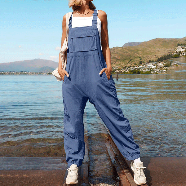 Damen-Latzhose Blau Lavendel