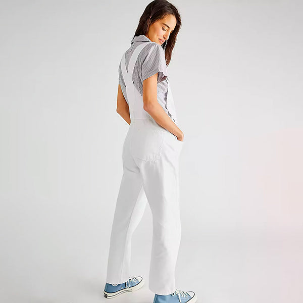 Schneeweiße Jeanslatzhose