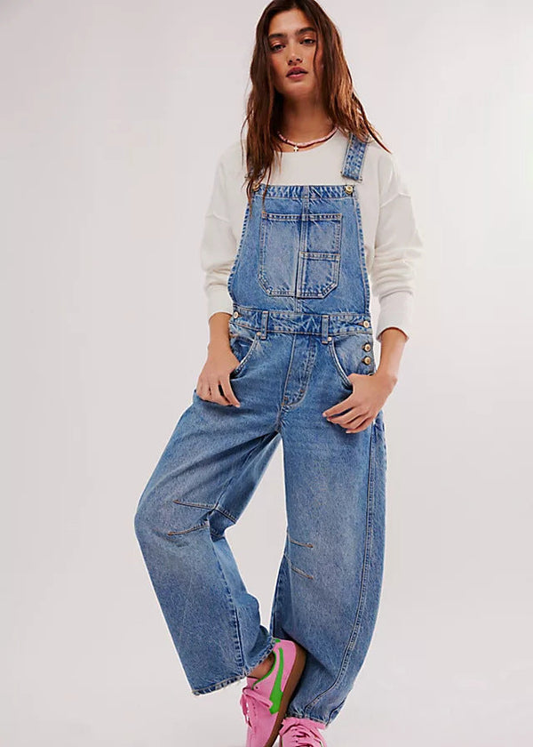Weite Jeans-Latzhose