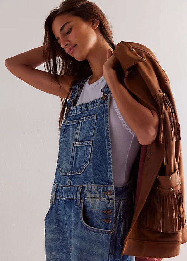 Weite Jeans-Latzhose