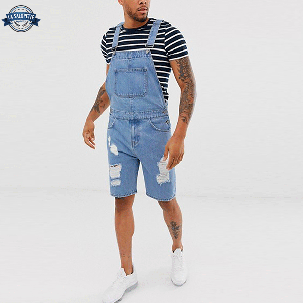Kurze Latzhose Jeans Retro