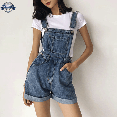 Latzhose Short Jean Blau Electra