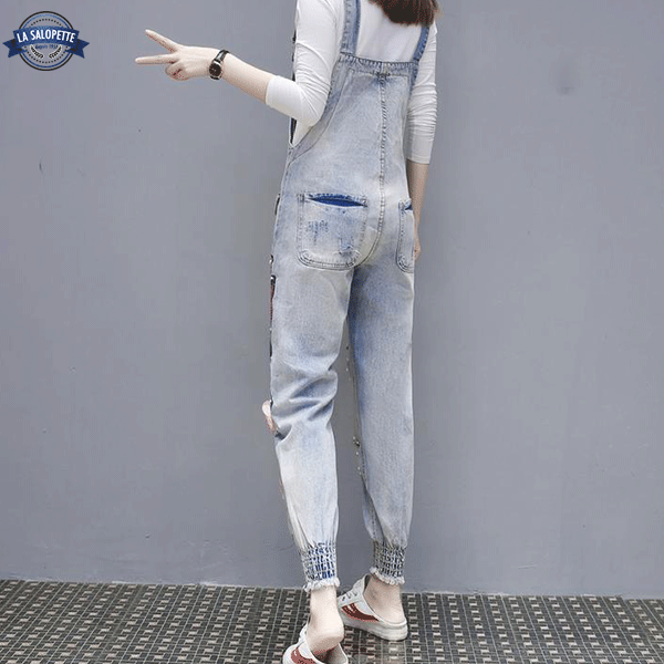 Latzhose aus Jeans Katze Rosy