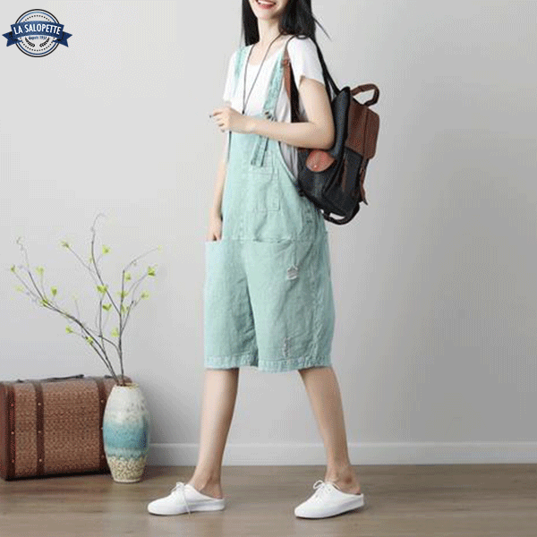 Kurze Latzhose Blau Türkis Élia