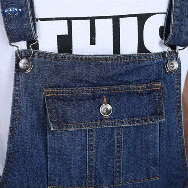 Latzhose aus Jeans mit Elefantenfuß Kaïté