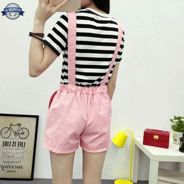 Kurze Latzhose Damen Rosa Glacy