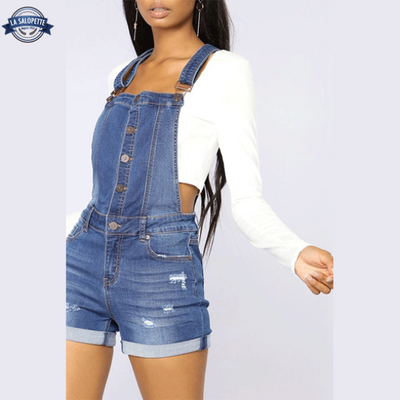 Latzhose Jeans<br> Shorts Azur