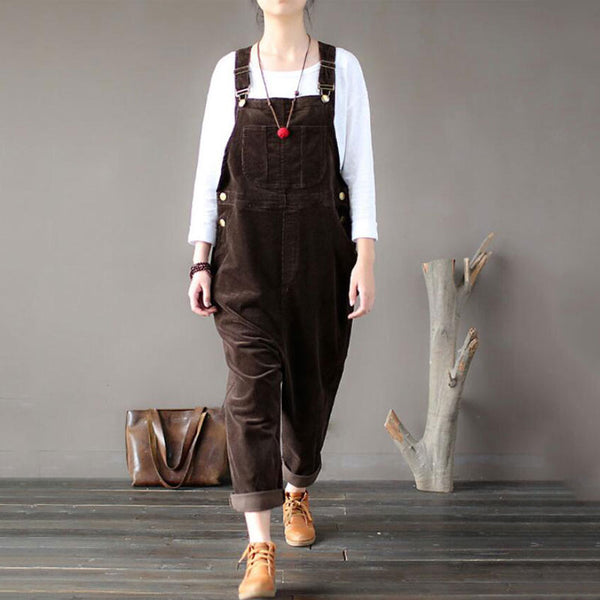 Latzhose Vintage Samt Kaffee