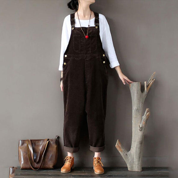 Latzhose Vintage<br> Samt Kaffee