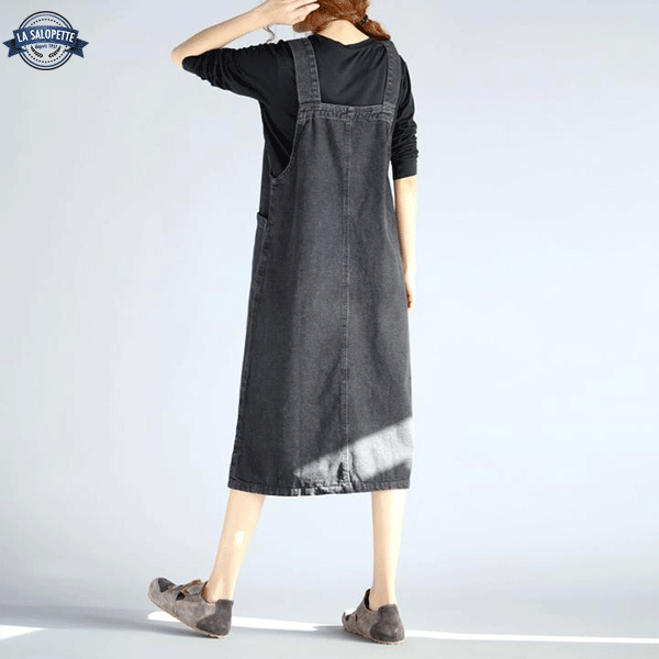 Kleid Latzhose Jeans Schwarz City