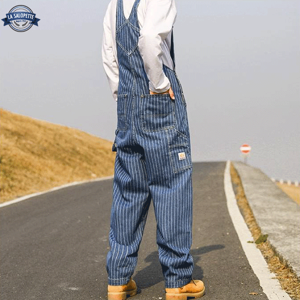 Gestreifte Herren- Jeans-Latzhose Raincoat