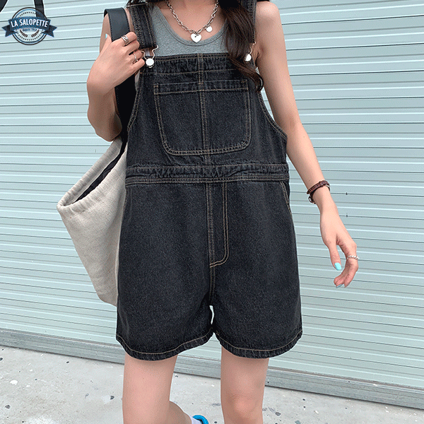 Latzhose Shorts Schwarz Lara