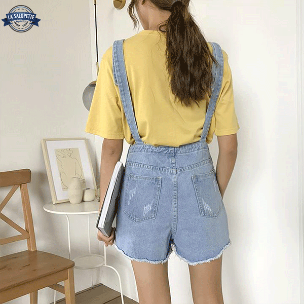 Latzhose Short HellBlau Frau