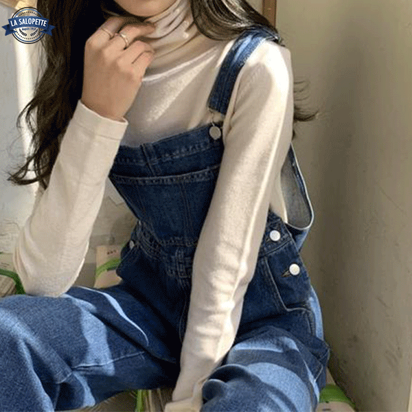 Latzhose aus Jeans Blau Denim Milano