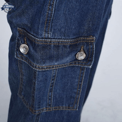 Latzhose aus Jeans<br> mit Elefantenfuß Kaïté