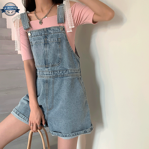 Latzhose Short Jeans Hell Lassy