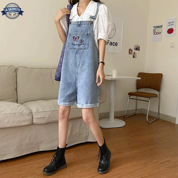 Denim Kurze Latzhose Frau Ottawa