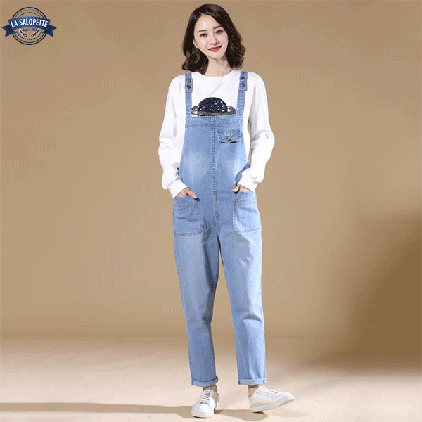 Blue Look Latzhose aus hellem Jeansstoff