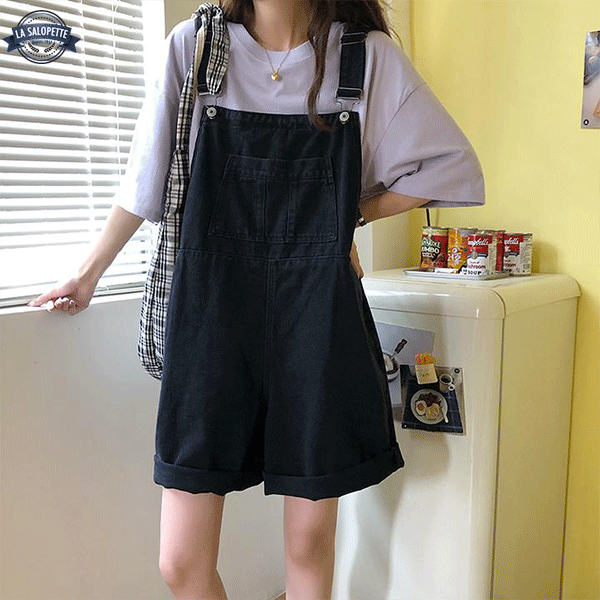Damen Kurze Latzhose aus Netzjeans