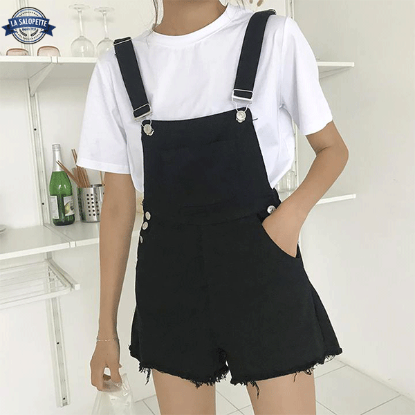 Stylische Damen Kurze Latzhose Glatt
