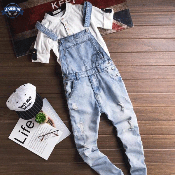 Herren-Jeans-Latzhose im Kapitäns-Stil