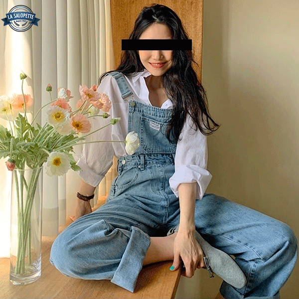 Jeans-Latzhose mit Schlaufen Blau