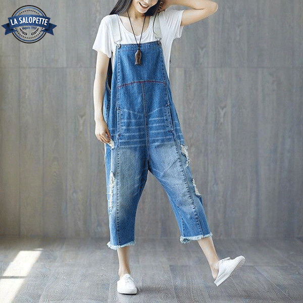 Latzhose aus Jeans Pantacourt Himeji