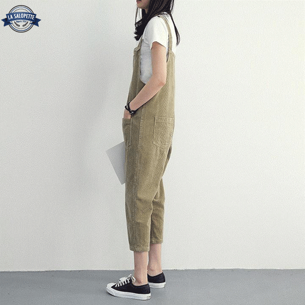 Vintage Khaki Latzhose aus Samt