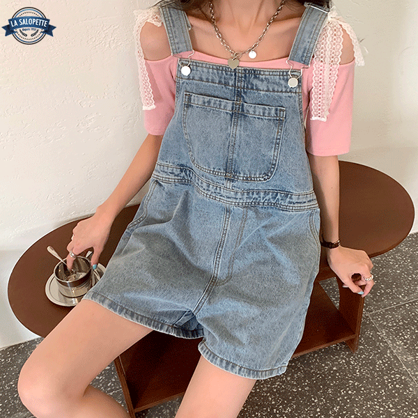 Latzhose Short Jeans Hell Lassy