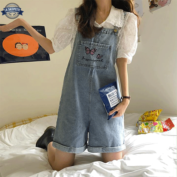 Denim Kurze Latzhose Frau Ottawa