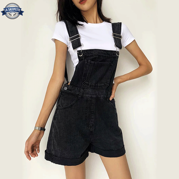 Latzhose Short Schwarz Ebène
